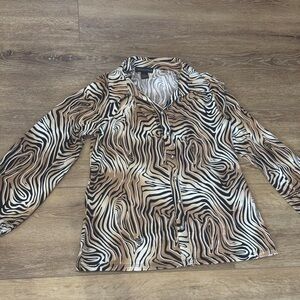 Carolyn Taylor Zebra Print Blouse - Black, White, Brown